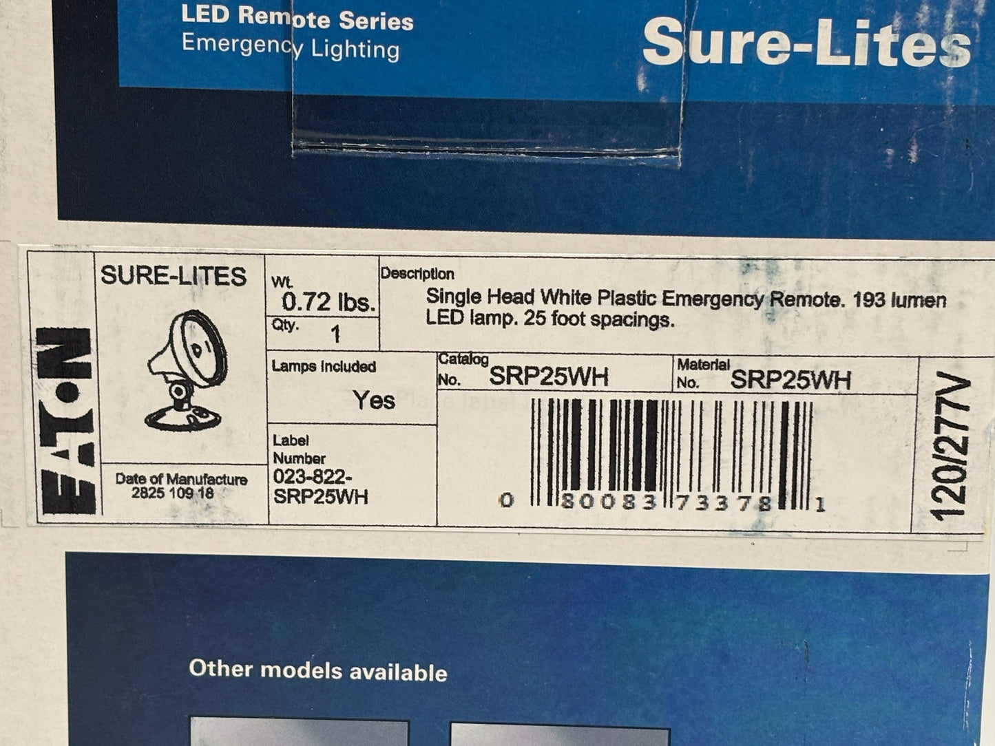 Sure-Lites SRP25WH Single-Head Surface-Mount LED Emergency Remote Light