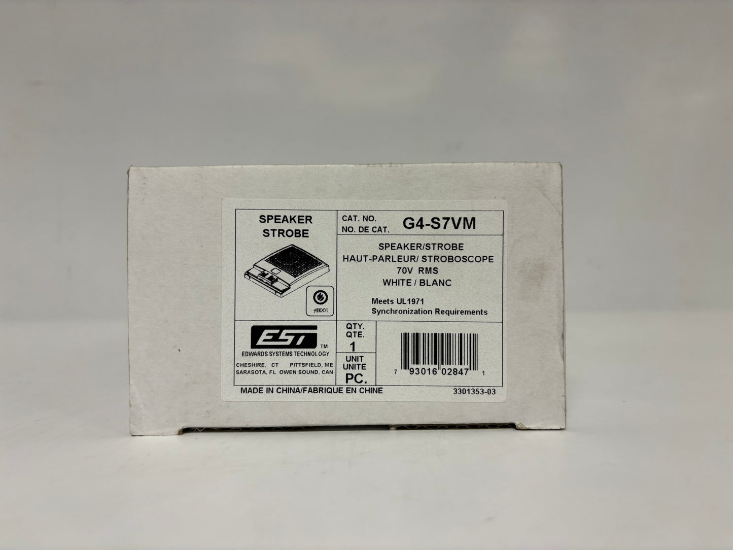 Edwards Systems Technology Speaker Strobe G4-S7VM - 70V RMS White/Blanc