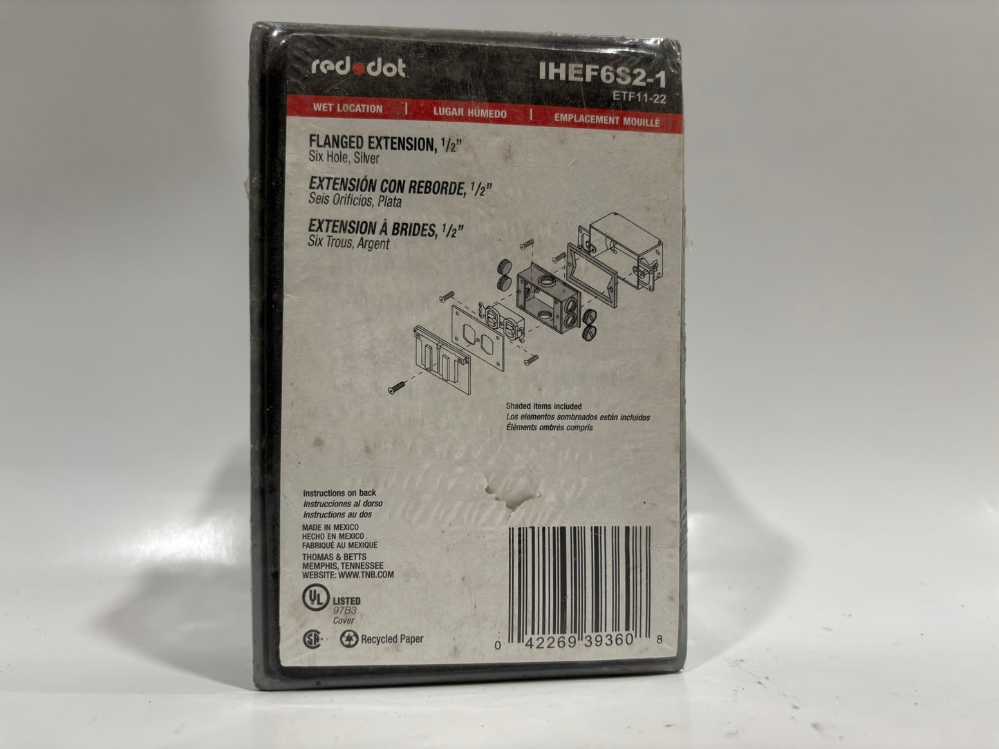 Red Dot IHEF652‑1 – 1‑Gang Die‑Cast Aluminum Flanged Extension Adapter