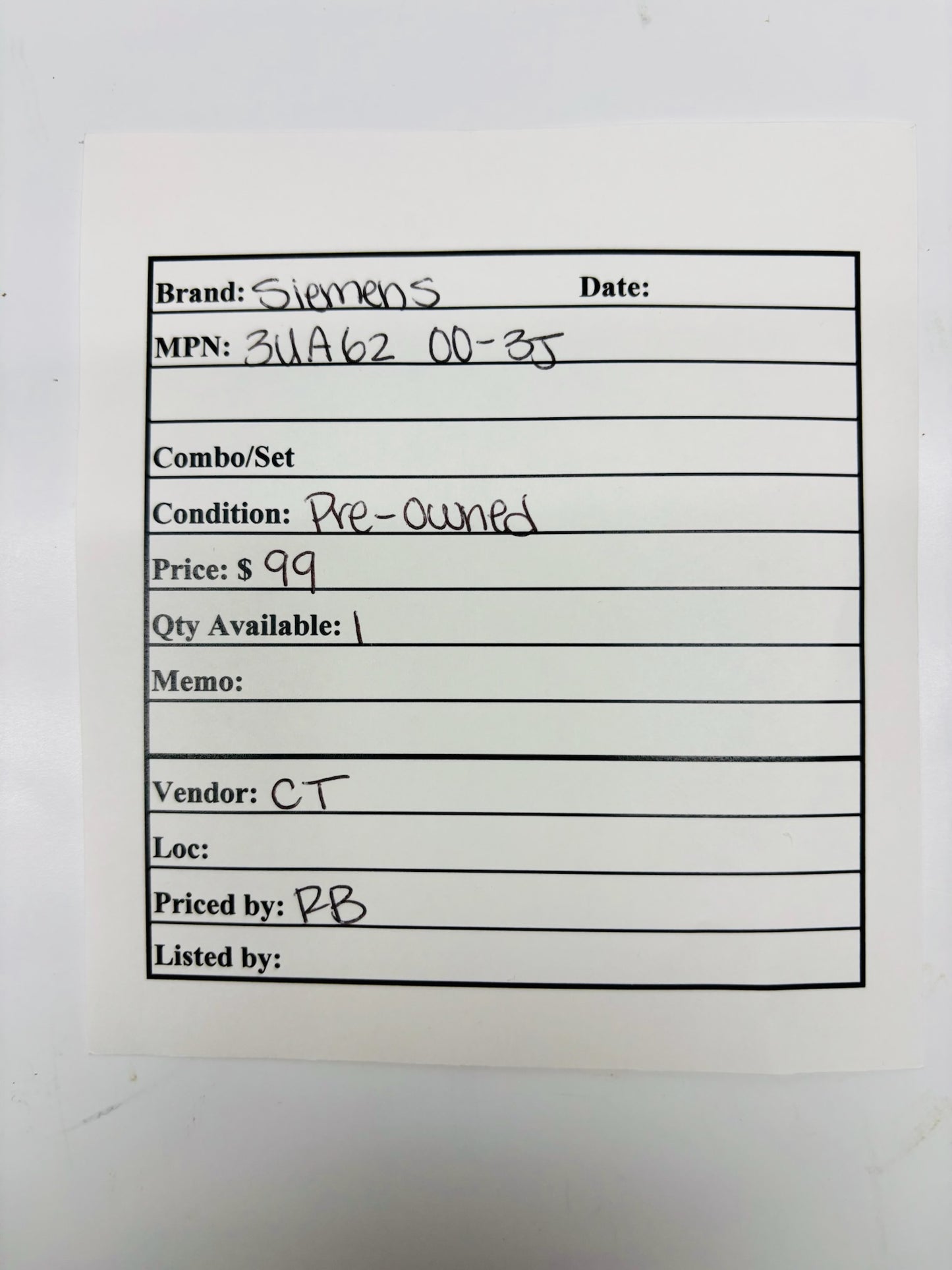 Siemens 3UA62‑00‑3J Three Phase Motor Overload Relay