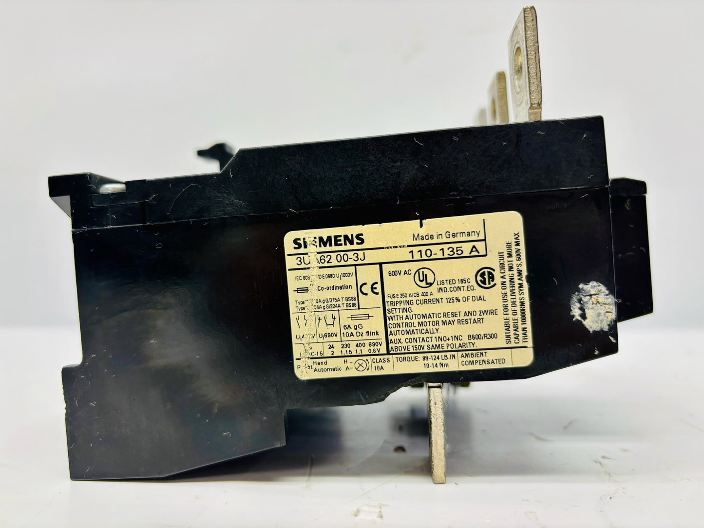 Siemens 3UA62‑00‑3J Three Phase Motor Overload Relay