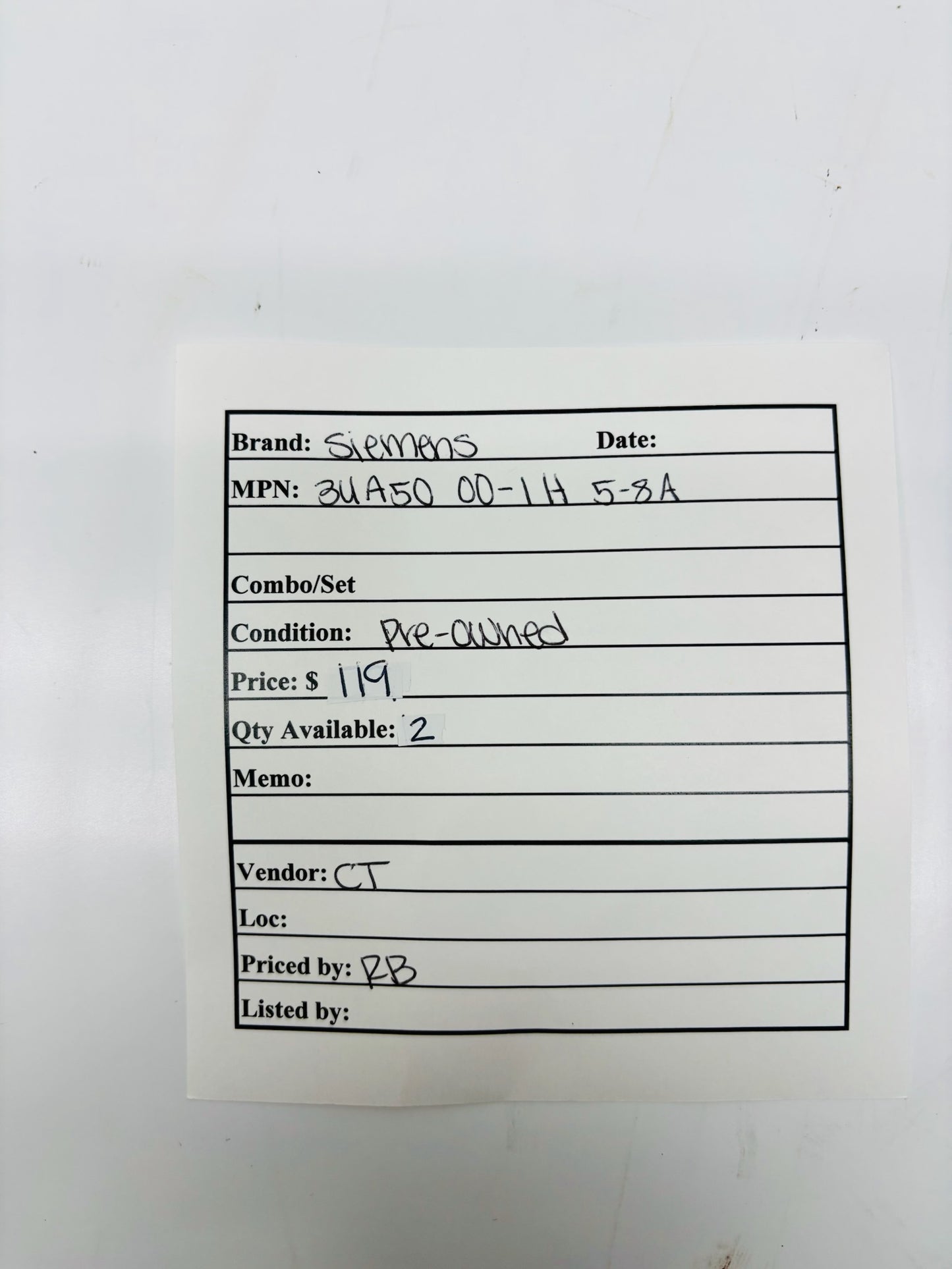 Siemens 3UA50‑00‑1H thermal overload relay, 5–8 A range