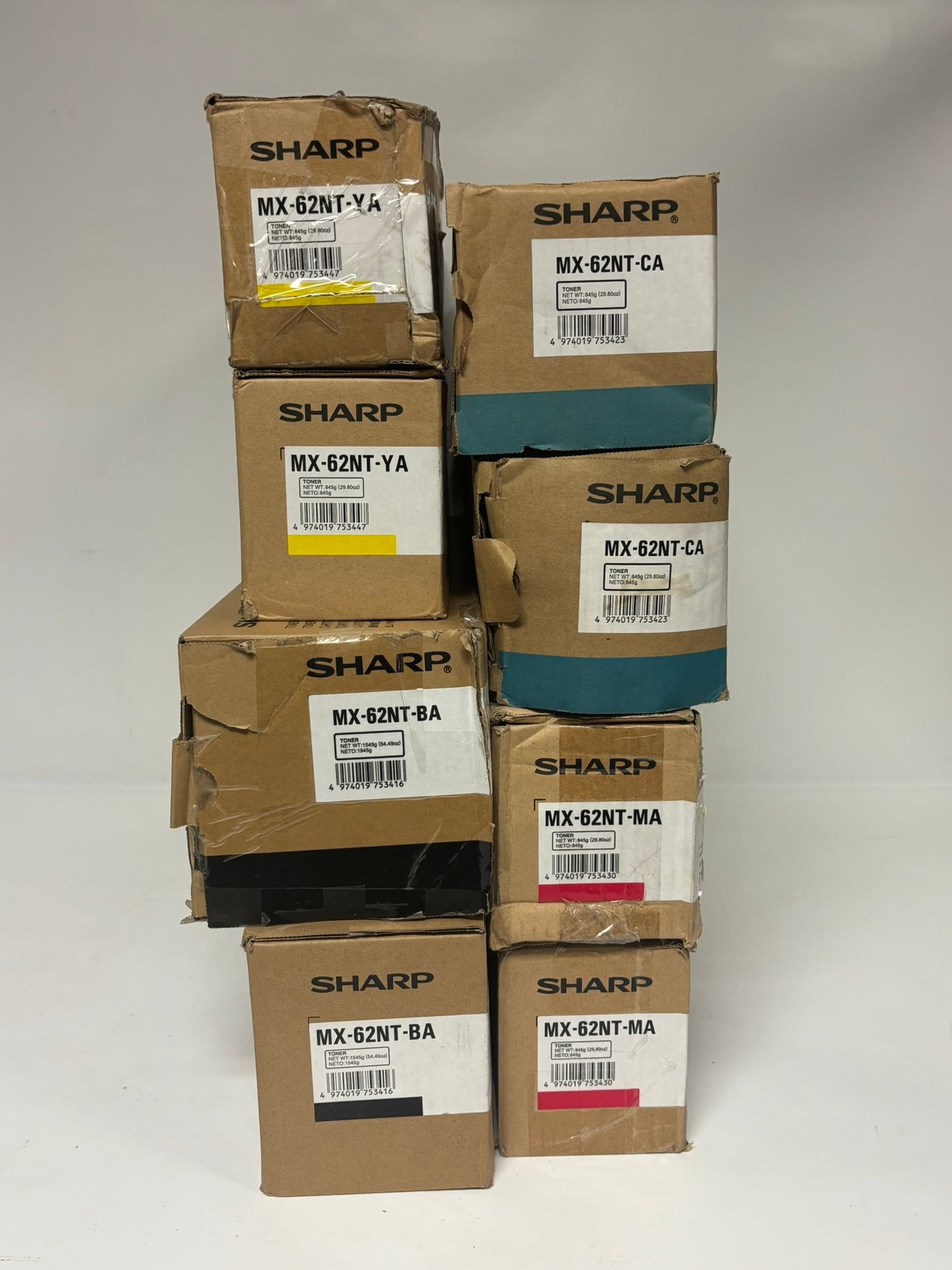 8 Cosmetic OEM Sharp MX-6240N,6500N,6580N CMYK Toners MX-62NTCA,MA,YA,BA