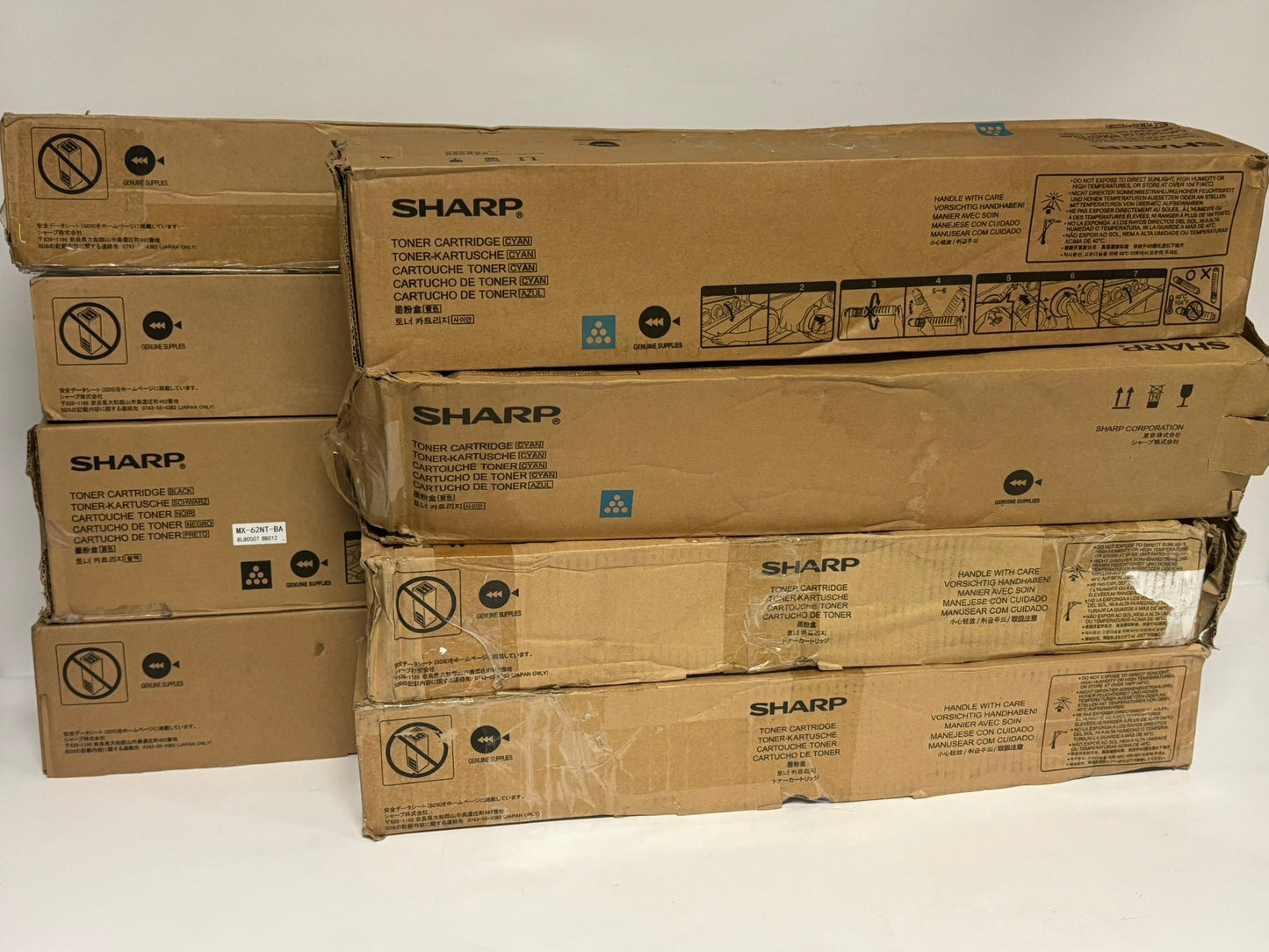 8 Cosmetic OEM Sharp MX-6240N,6500N,6580N CMYK Toners MX-62NTCA,MA,YA,BA