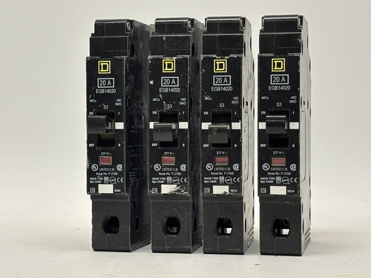 4 PK Square D EGB14020 20A 1P 277V Bolt-On Breakers New