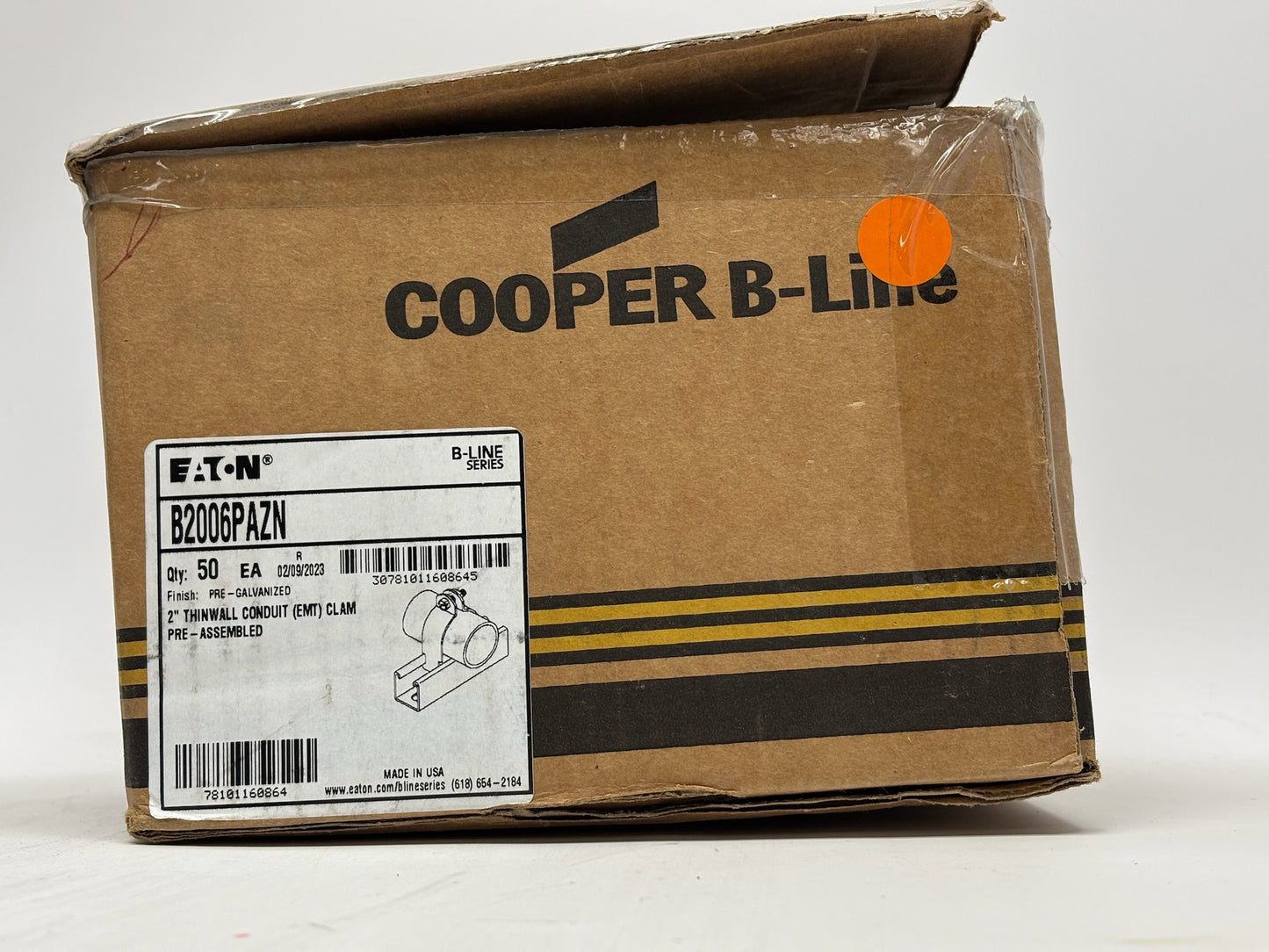 50 PK Eaton B-Line B2006PAZN Pipe Hangers, Zinc-Plated Steel, Adjustable
