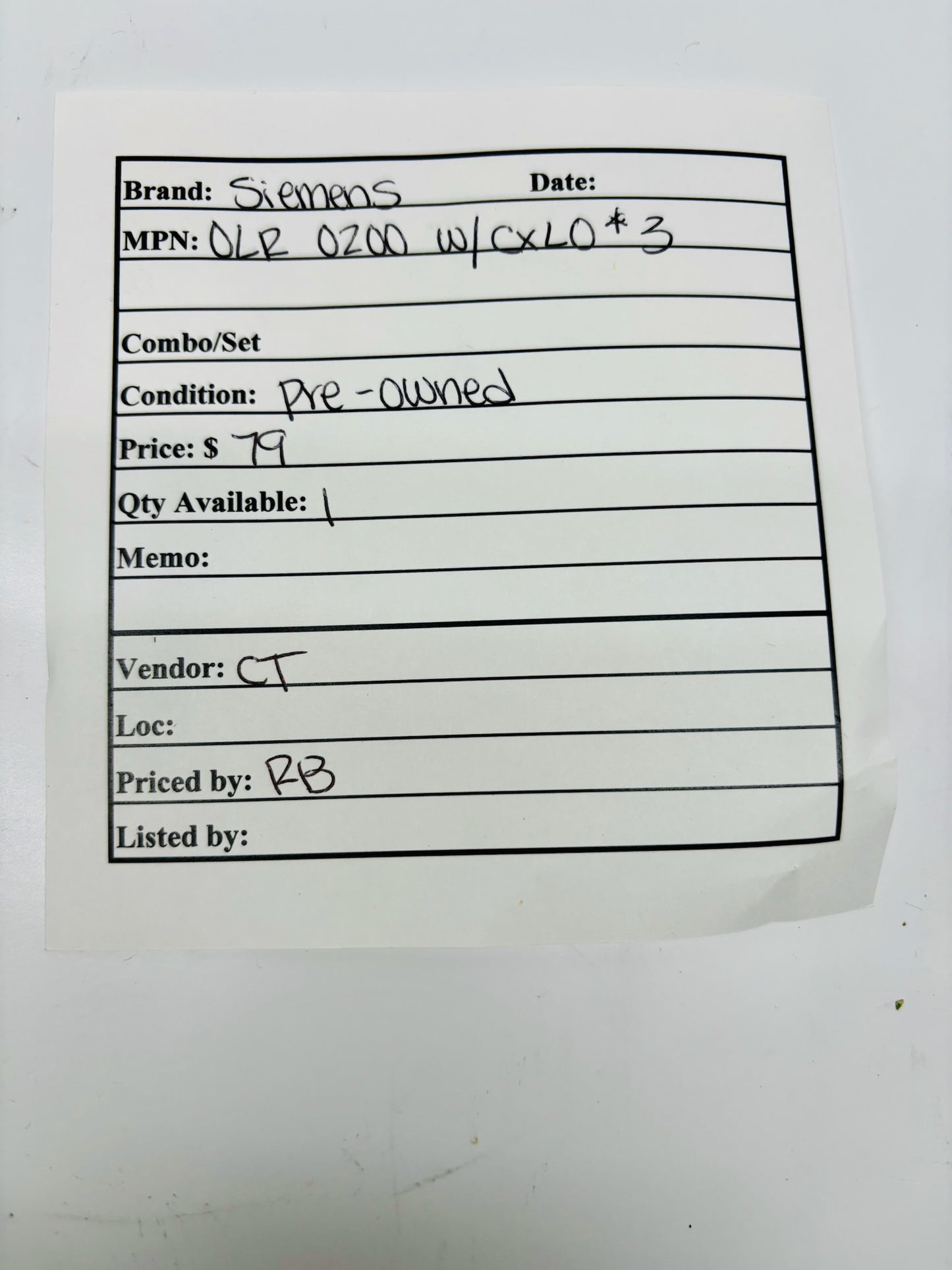 Siemens OLR 0200 thermal motor overload relay 1.25–2 A with CXL03