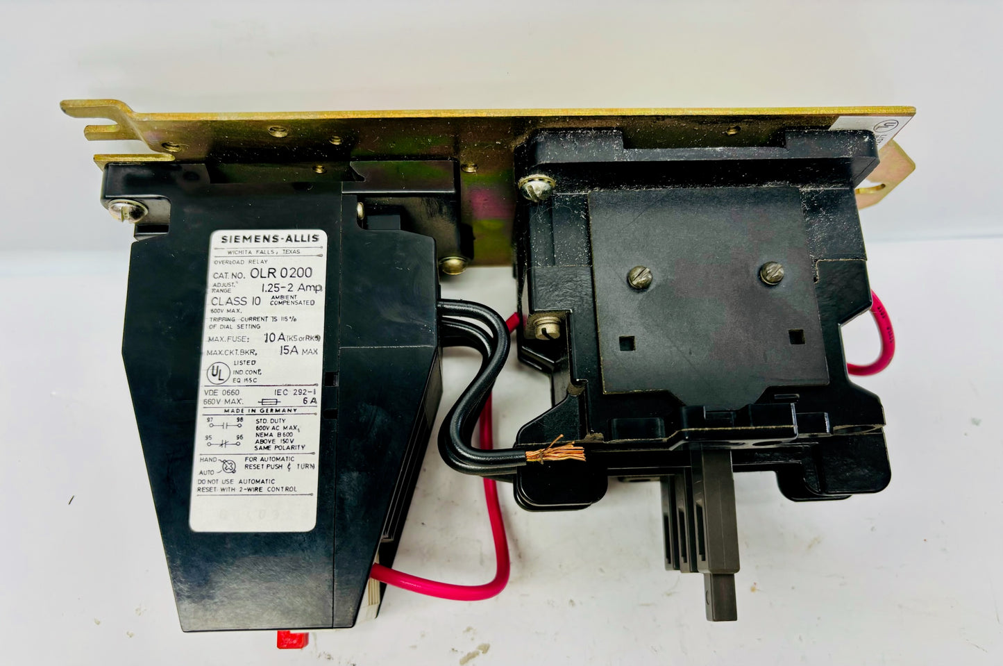 Siemens OLR 0200 thermal motor overload relay 1.25–2 A with CXL03