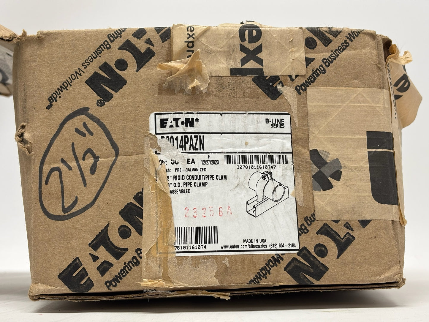 50 PK Eaton B-Line B2014PAZN Adjustable Pipe Hangers, Zinc-Plated Steel