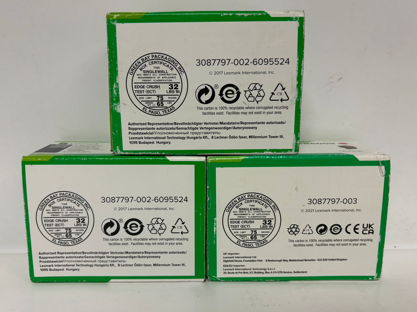3 Open Genuine LEXMARK C2132,XC2130,XC2132 CMY Toners 24B6008,24B6009,24B6010