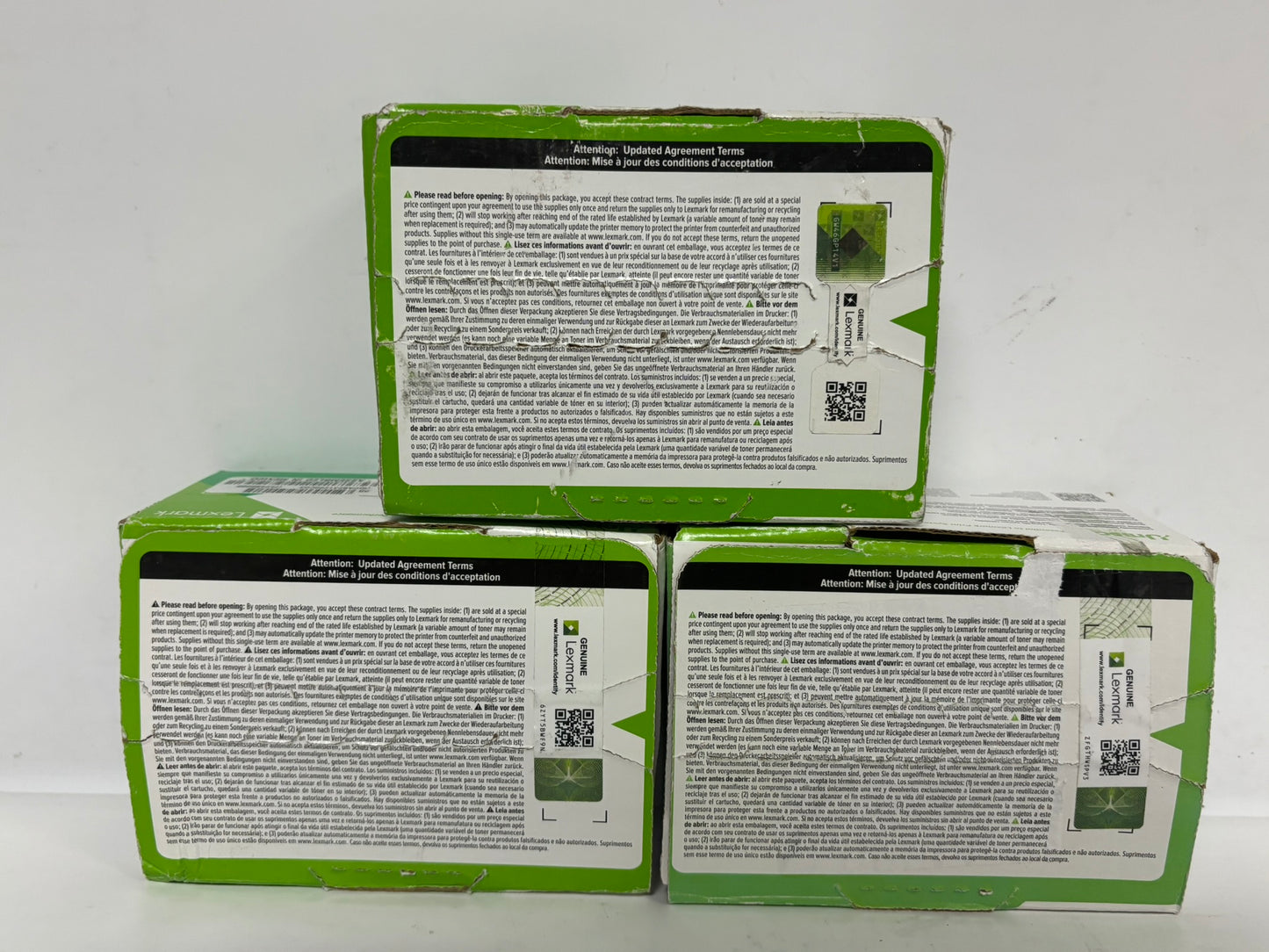 3 Open Genuine LEXMARK C2132,XC2130,XC2132 CMY Toners 24B6008,24B6009,24B6010