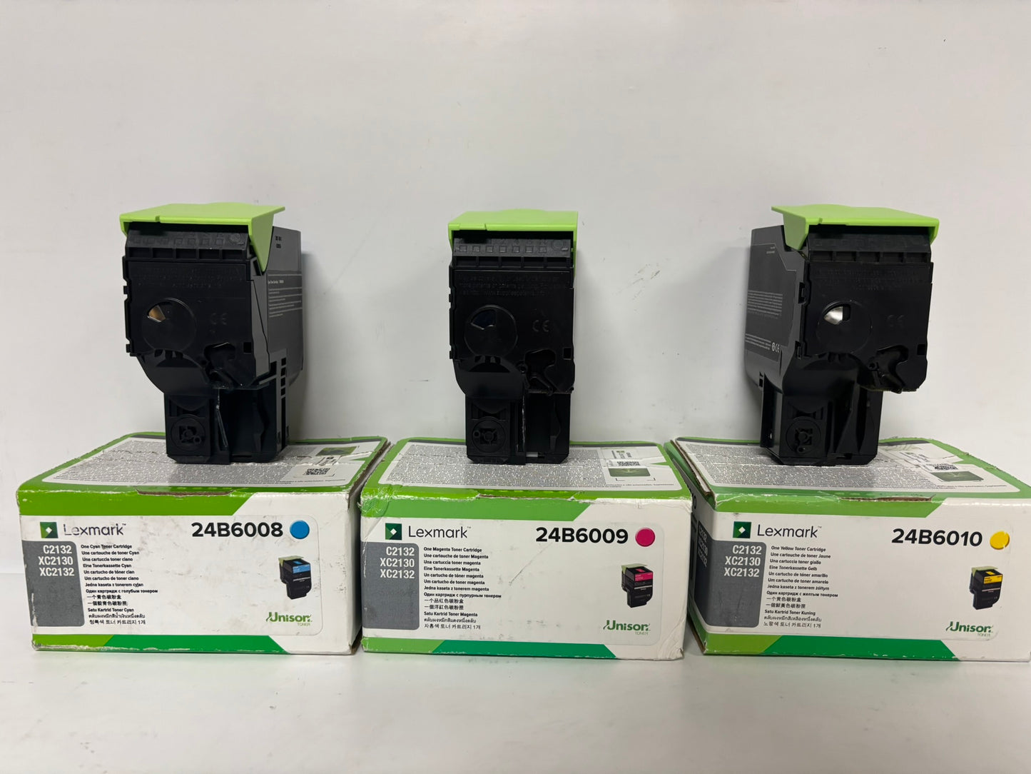 3 Open Genuine LEXMARK C2132,XC2130,XC2132 CMY Toners 24B6008,24B6009,24B6010