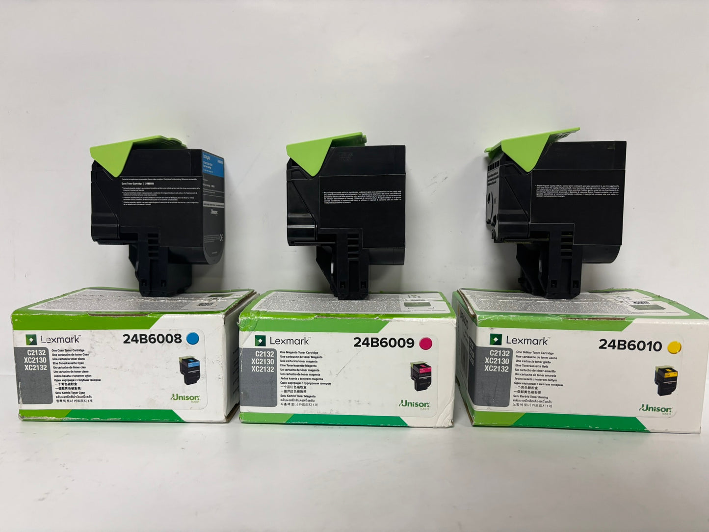 3 Open Genuine LEXMARK C2132,XC2130,XC2132 CMY Toners 24B6008,24B6009,24B6010