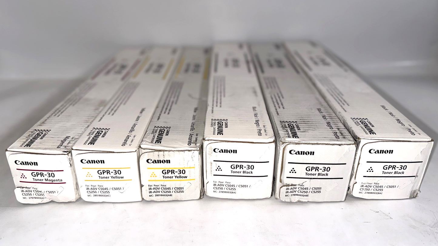 6 Genuine Canon iR ADVANCE C5045, C5051, C5250, C5255 GPR-30 MYYKKK Toners