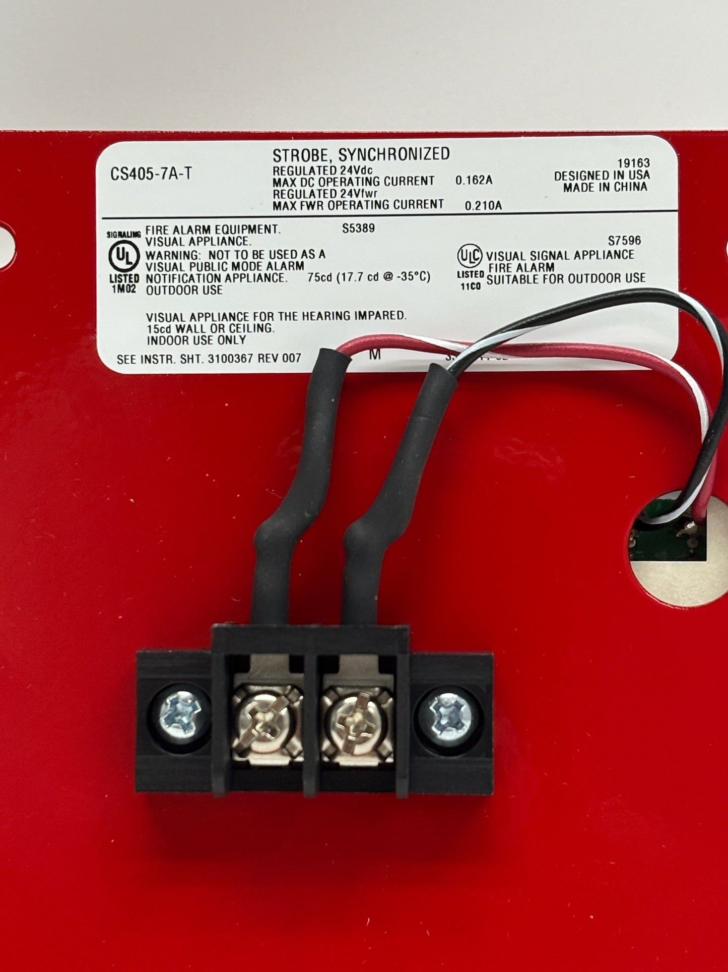 Edwards CS405-7A-T Weatherproof Strobe, 24VDC, 15/75 Cd, ADA Compliant