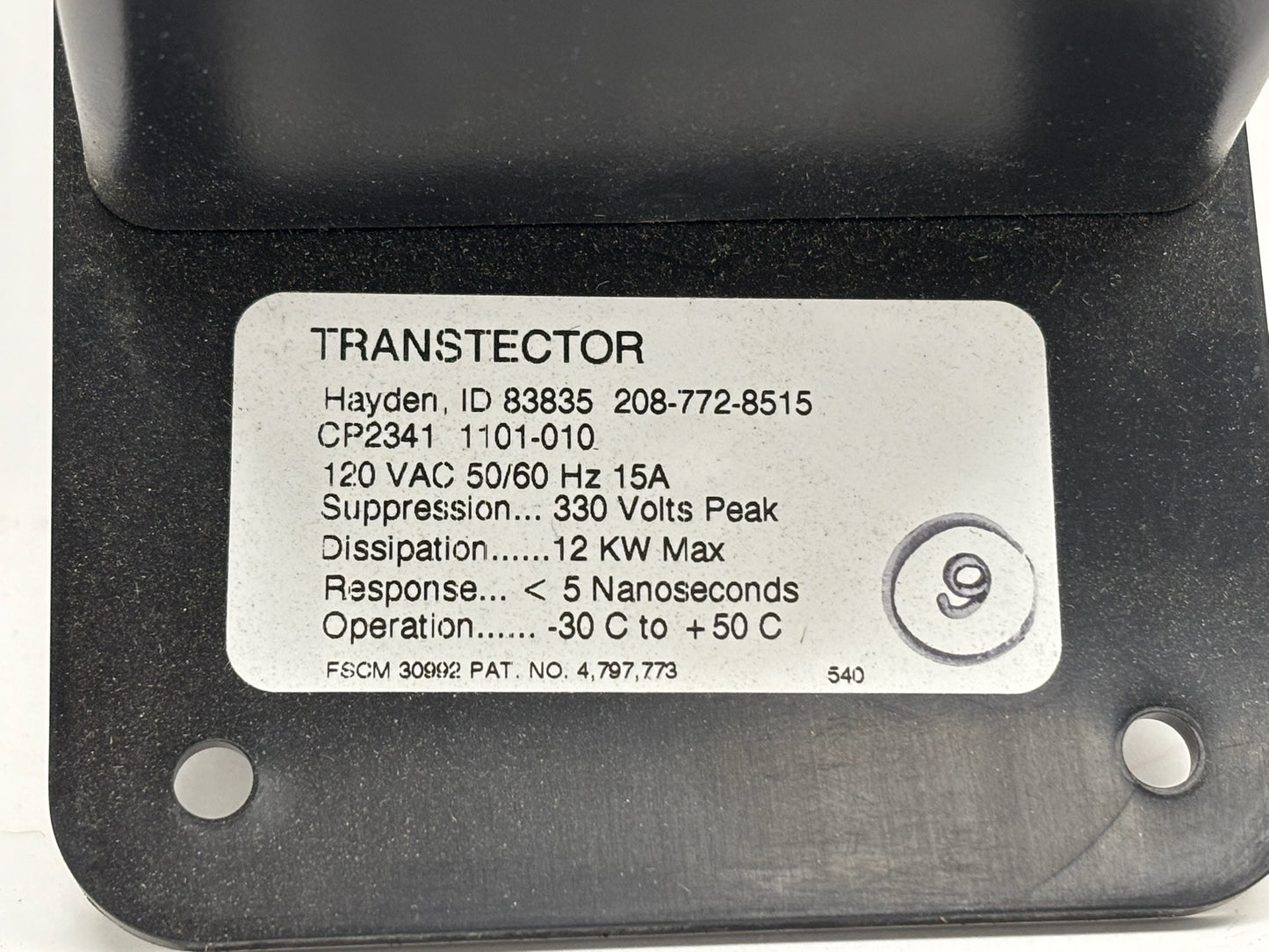 Transtector CP2341 Surge Protector, 120VAC 15A, Single-Phase Panel Mount