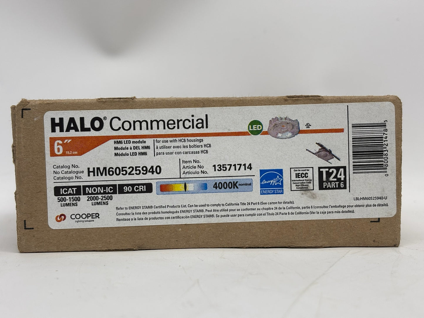 Halo HM60525940 6" LED Module, 4000K, 90 CRI, 500–2500 Lumens, 120–277V
