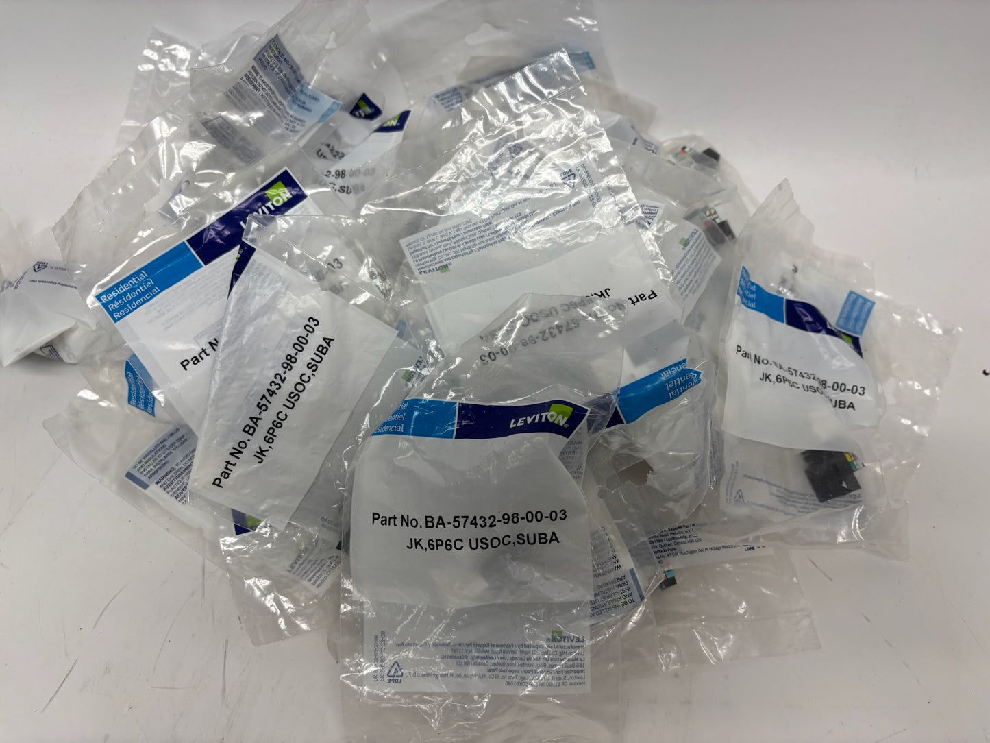 31 PC Leviton 6P6C USOC Modular Jack, 6-Position 6-Conductor Connector