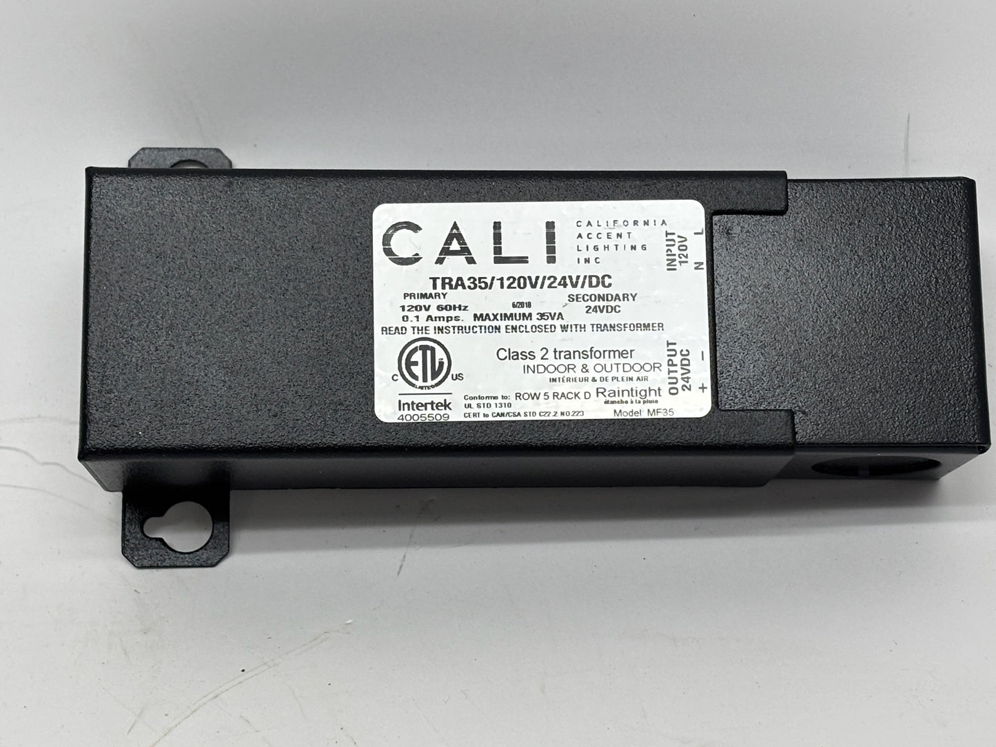 Transformer Cali TRA-35, 120 V AC to 24 V DC, 35 VA Compact Unit