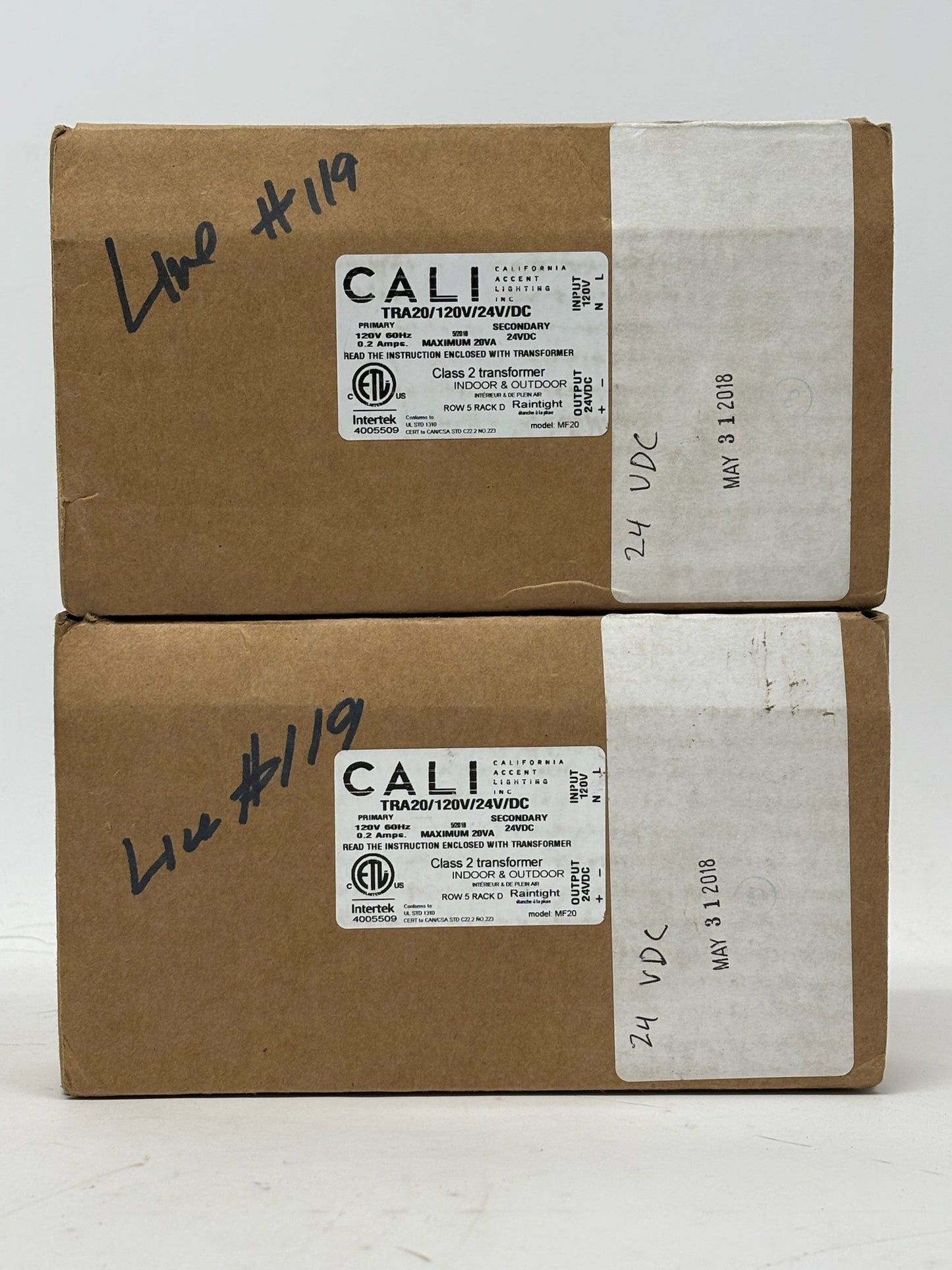 2 PK Transformer Cali TRA-20, 120 V AC to 24 V DC, 20 VA Compact Unit