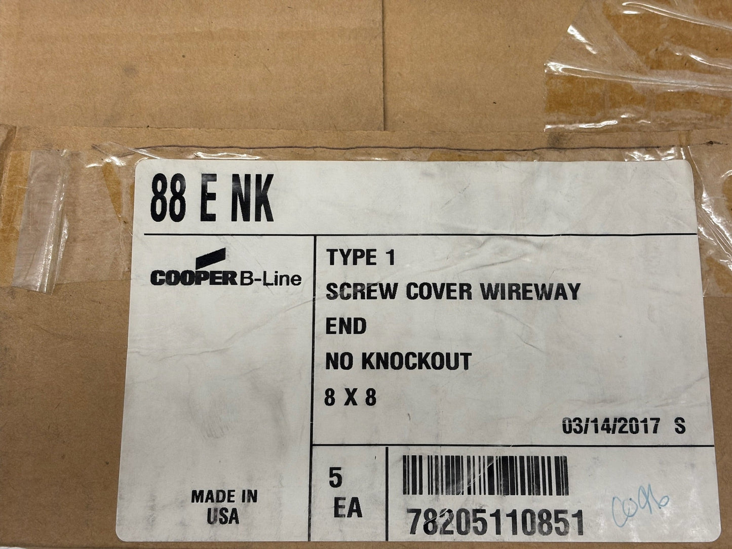 3-Pack Cooper B-Line 88 E NK Wireway End Cap (8″ × 8″, Steel, No Knockouts)