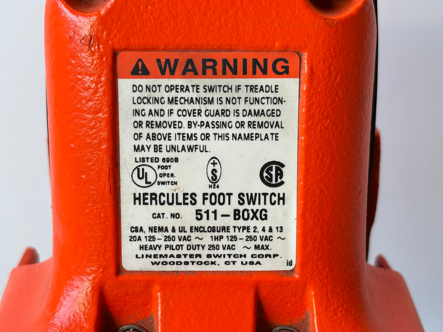 Hercules 511‑B0XG Oversized OX Shield Anti‑Trip Cast Iron Foot Switch