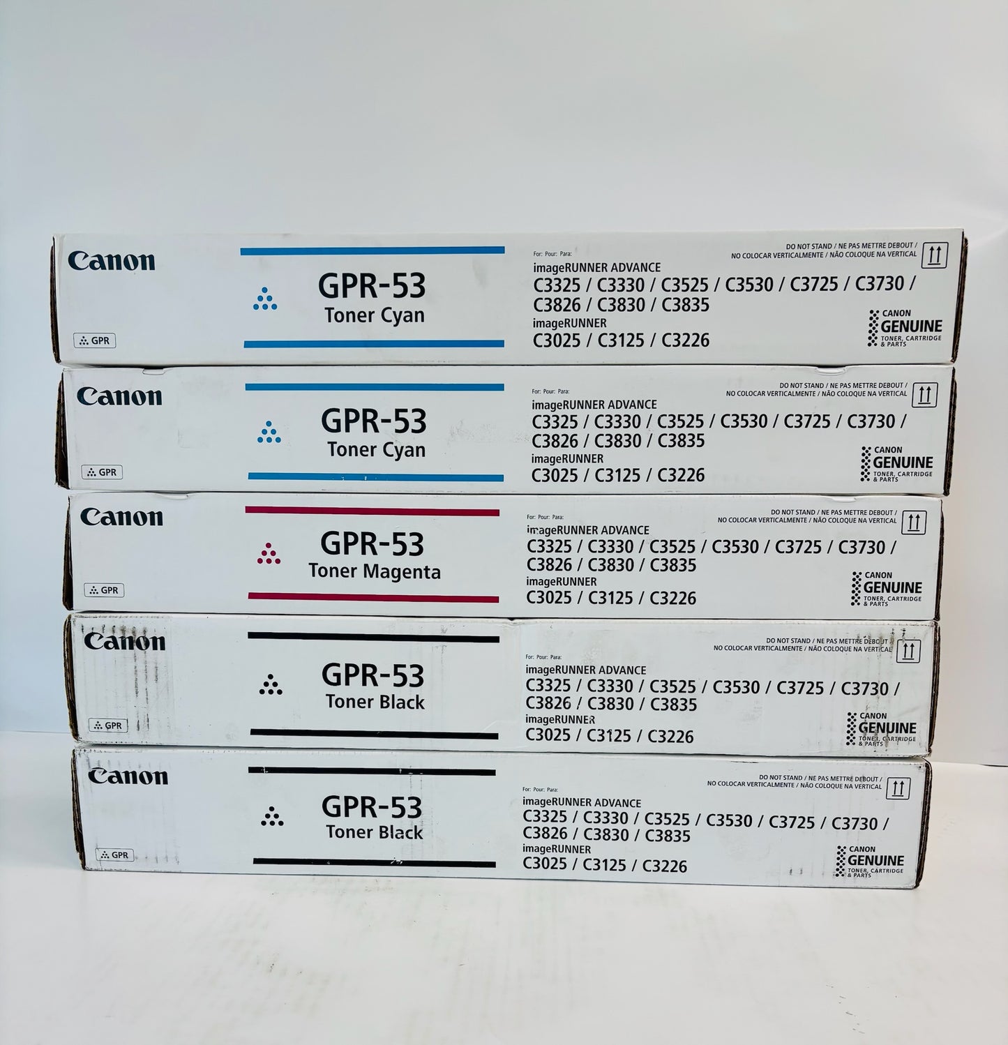 5 Genuine Canon iR Adv. C3325,C3330,C3525 Cyan,Magenta,& Black Toner GPR-53 CCMKK