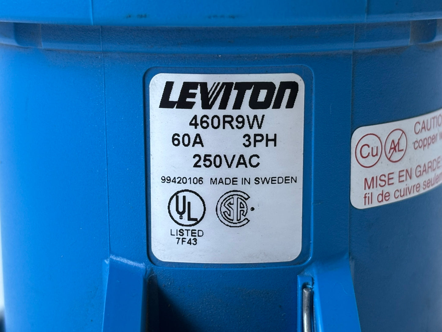 3 PK Leviton 460R9W 60A 3‑Phase Watertight Pin & Sleeve Receptacle