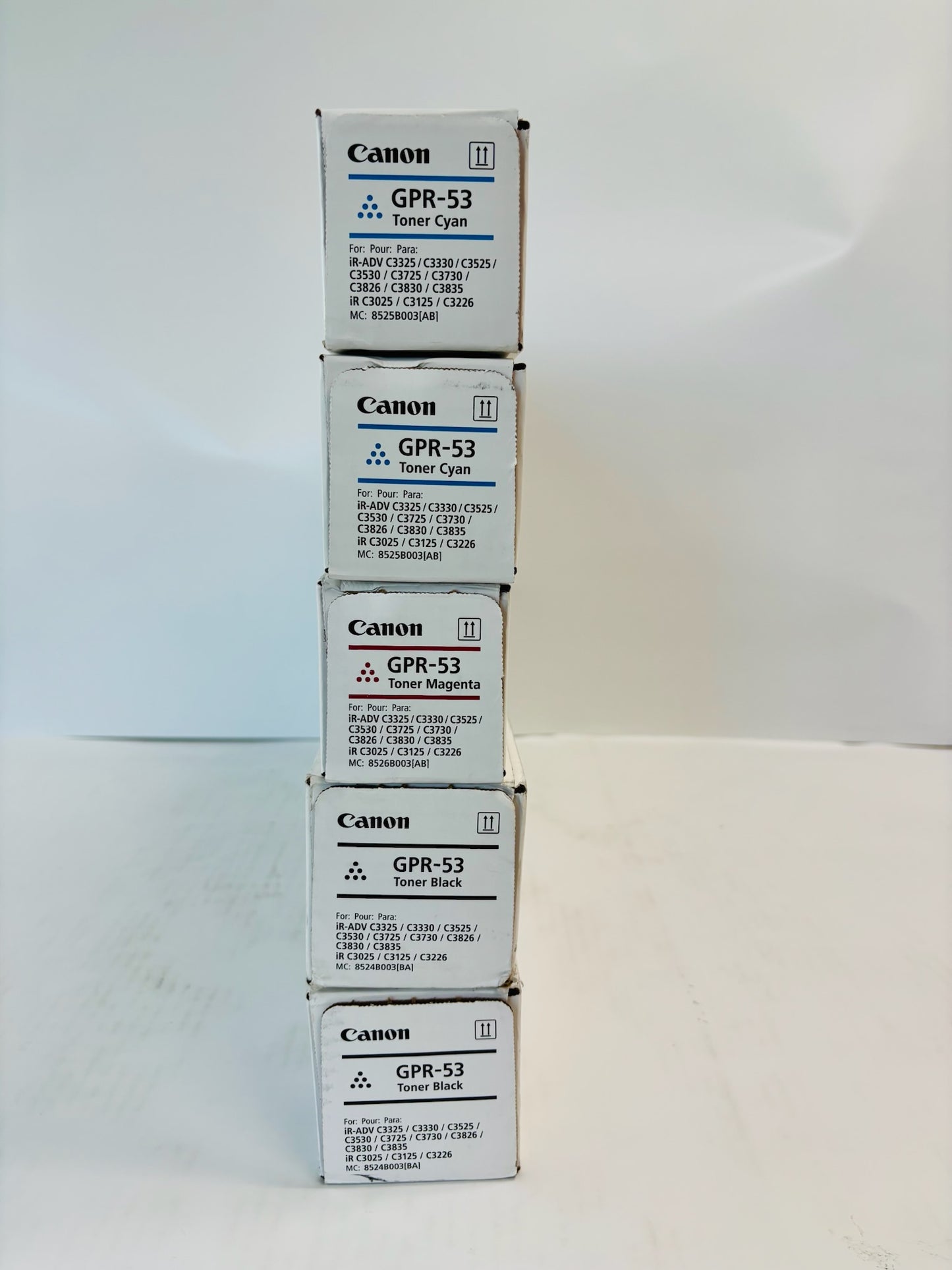 5 Genuine Canon iR Adv. C3325,C3330,C3525 Cyan,Magenta,& Black Toner GPR-53 CCMKK