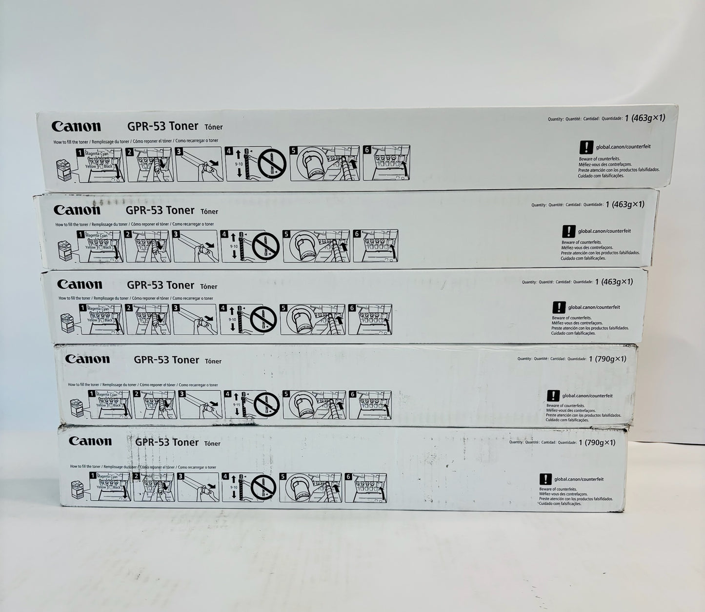 5 Genuine Canon iR Adv. C3325,C3330,C3525 Cyan,Magenta,& Black Toner GPR-53 CCMKK
