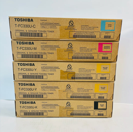 5 OEM Toshiba eS330AC,400AC Cyan,Magenta, Yellow & Black Toner T-FC330U CMYYK