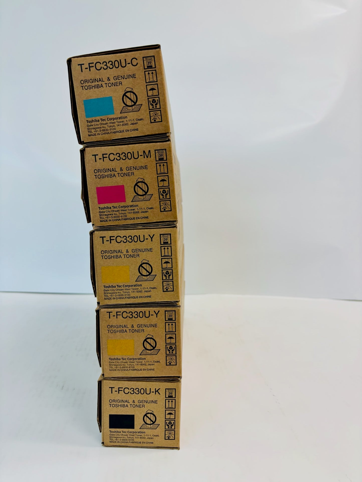 5 OEM Toshiba eS330AC,400AC Cyan,Magenta, Yellow & Black Toner T-FC330U CMYYK