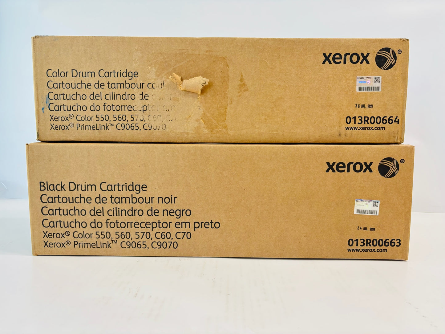2 Genuine Xerox Color C550,560,570,C60 Color & Black Drum 013R00663,013R00664