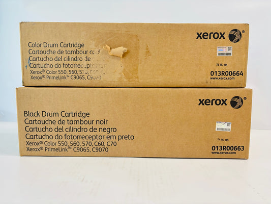 2 Genuine Xerox Color C550,560,570,C60 Color & Black Drum 013R00663,013R00664