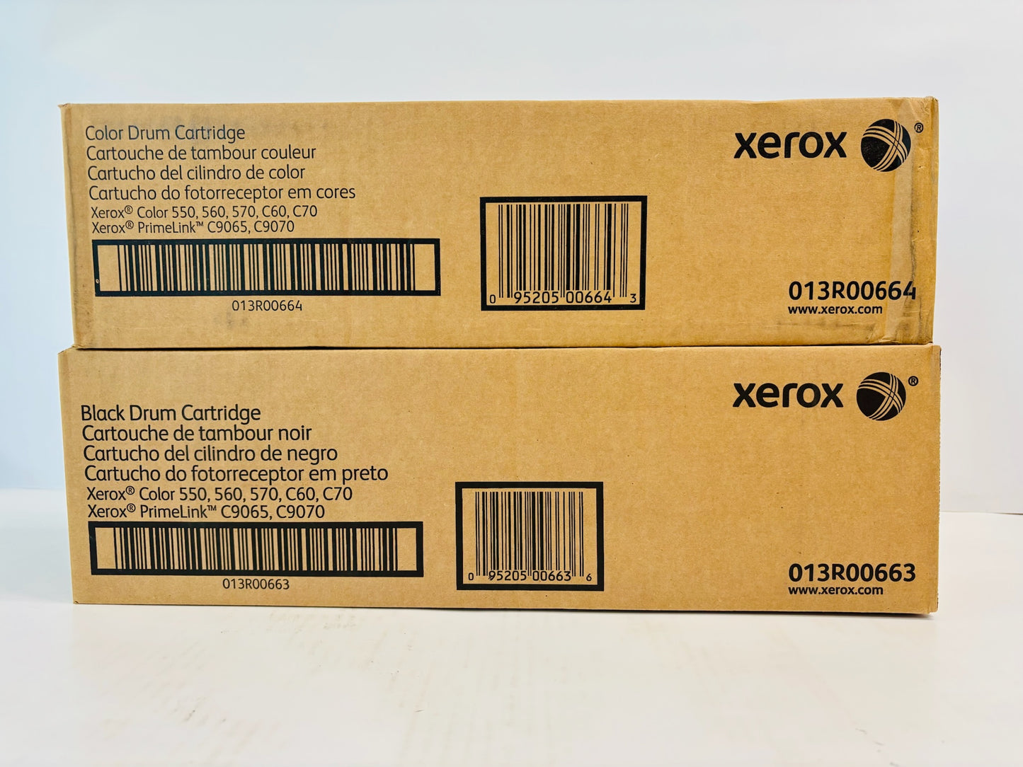 2 Genuine Xerox Color C550,560,570,C60 Color & Black Drum 013R00663,013R00664