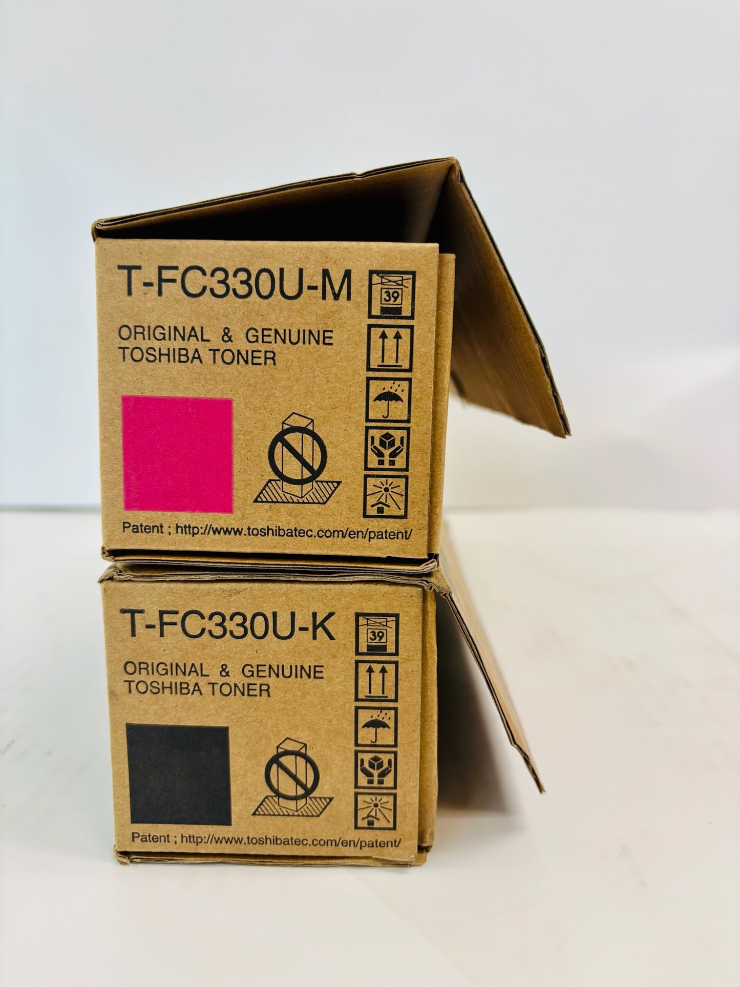 2 Open Genuine Toshiba eS330AC,400AC Magenta & Black Toner T-FC330U MK