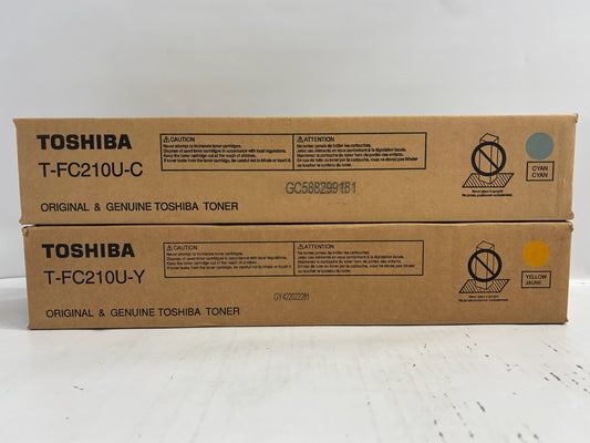 2 New OEM Toshiba eStudio 2010AC, 2510AC CY Toners T-FC210U (No Magenta&Black)