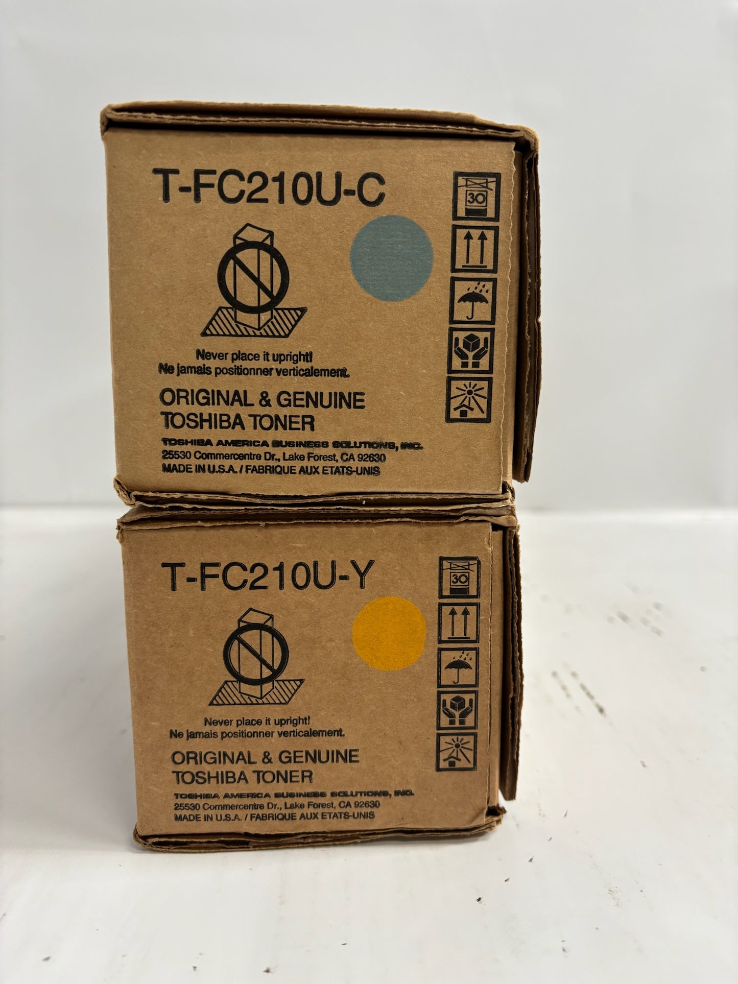 2 New OEM Toshiba eStudio 2010AC, 2510AC CY Toners T-FC210U (No Magenta&Black)