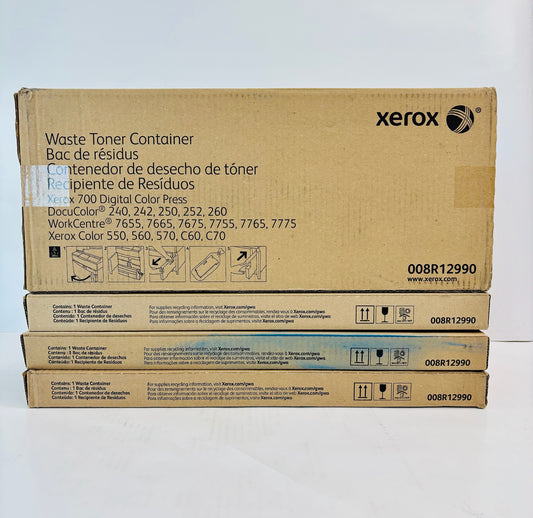 4 Genuine Xerox WC7655,7665,7675,C550,560 Waste Toner Containers 008R12990
