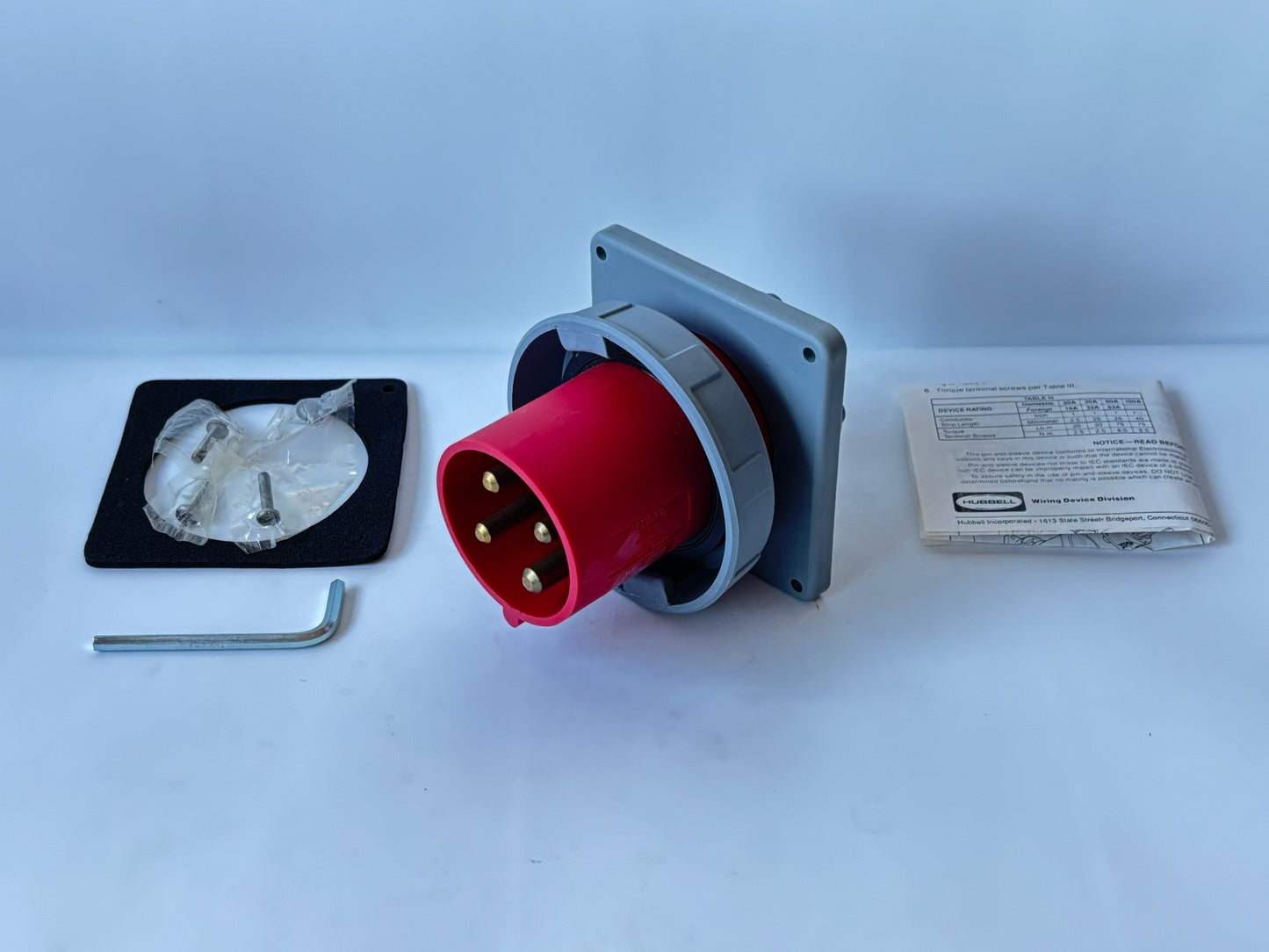 Hubbell HBL460B7W 60A 480V 3‑Phase Watertight Inlet