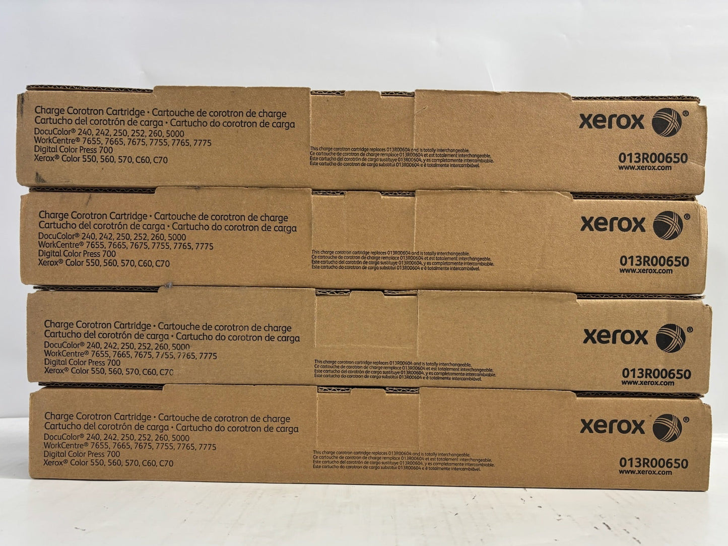 4 Genuine Xerox DocuColor 240,242,250 Charge Corotron Cartridge 013R00650