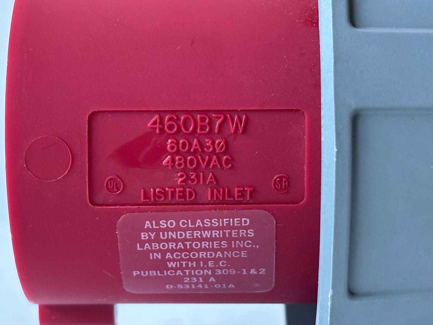 Hubbell HBL460B7W 60A 480V 3‑Phase Watertight Inlet