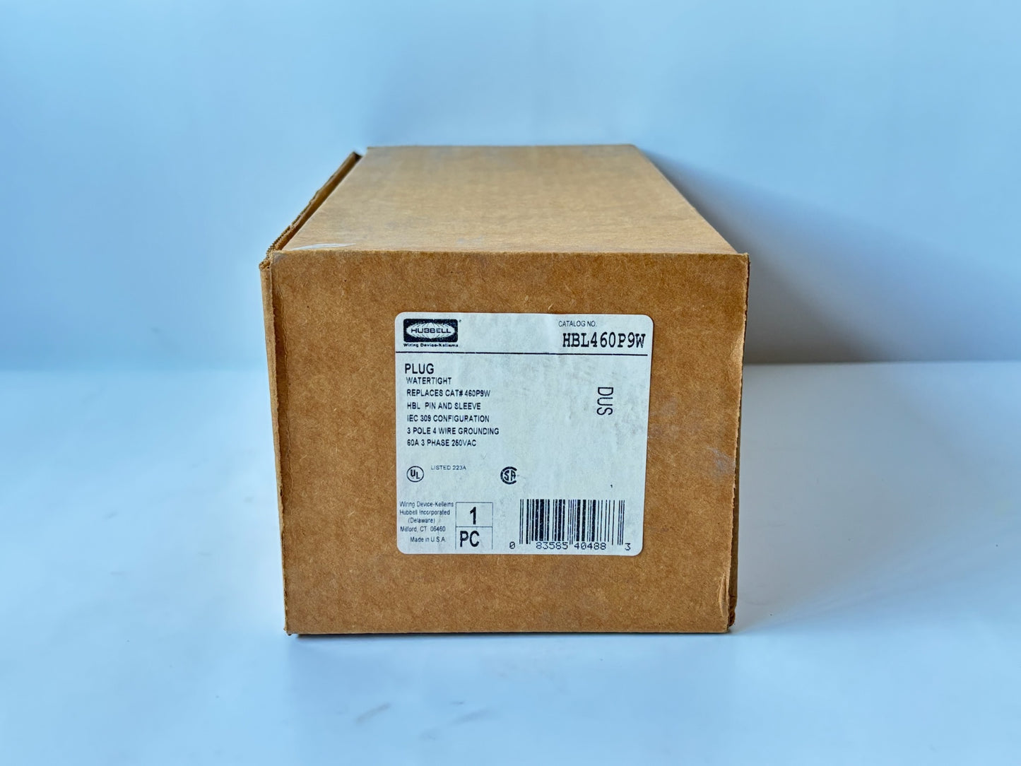 Hubbell HBL460P9W 60A 3‑Phase Watertight Plug, 250V