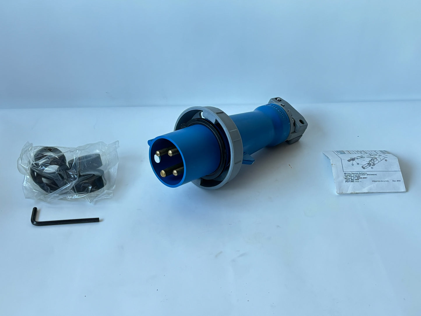 Hubbell HBL460P9W 60A 3‑Phase Watertight Plug, 250V