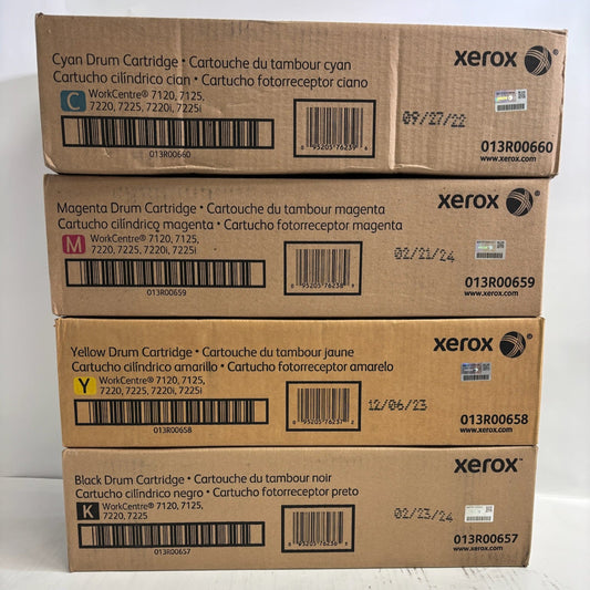 4 New Genuine Xerox WC7120,7125,7220,7225 CMYK Drums 013R00657,658,659,660