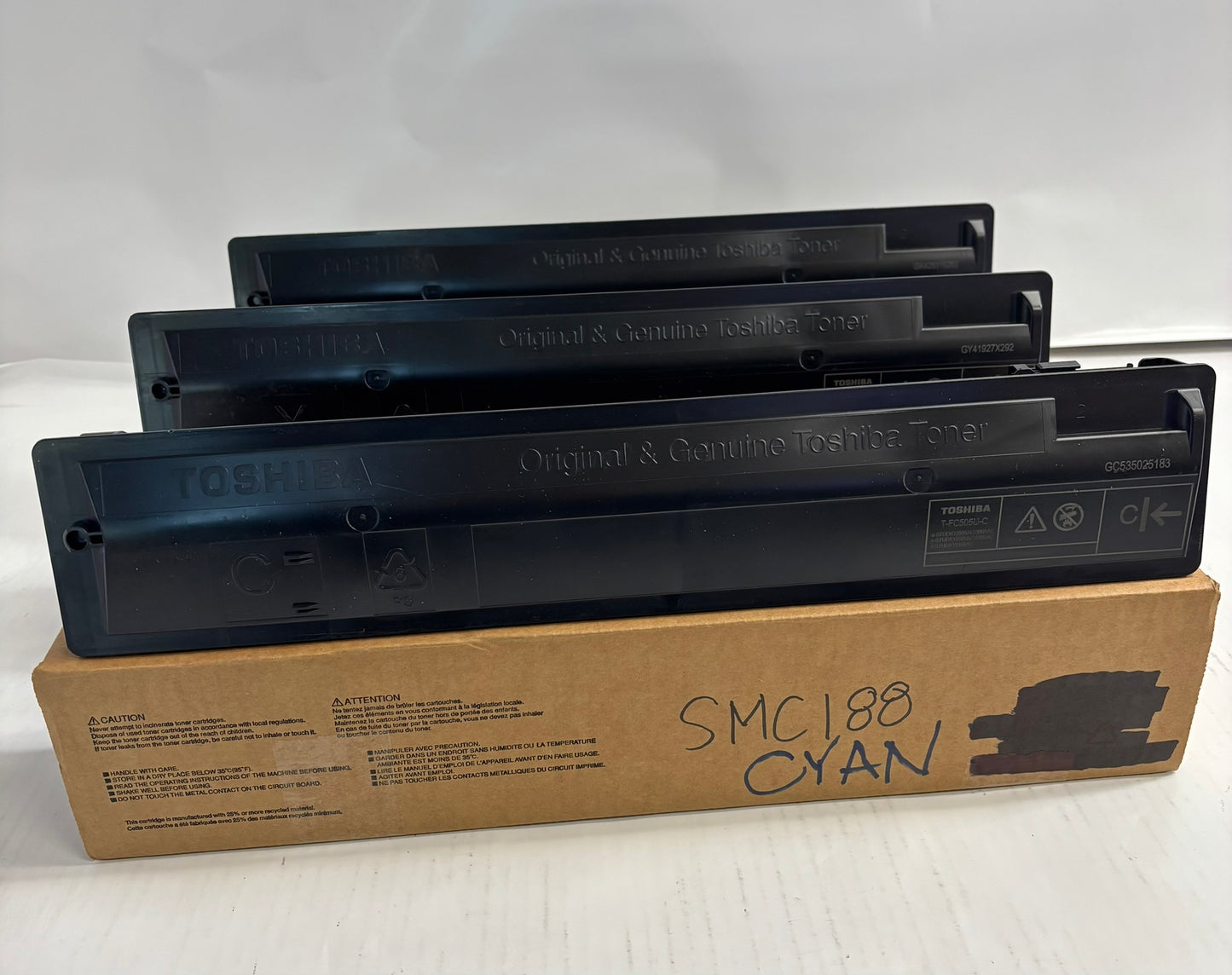 3 Open Genuine Toshiba e2505AC,3005AC CYK Toners T-FC505U-C,Y,K (No Mag,No Tabs)