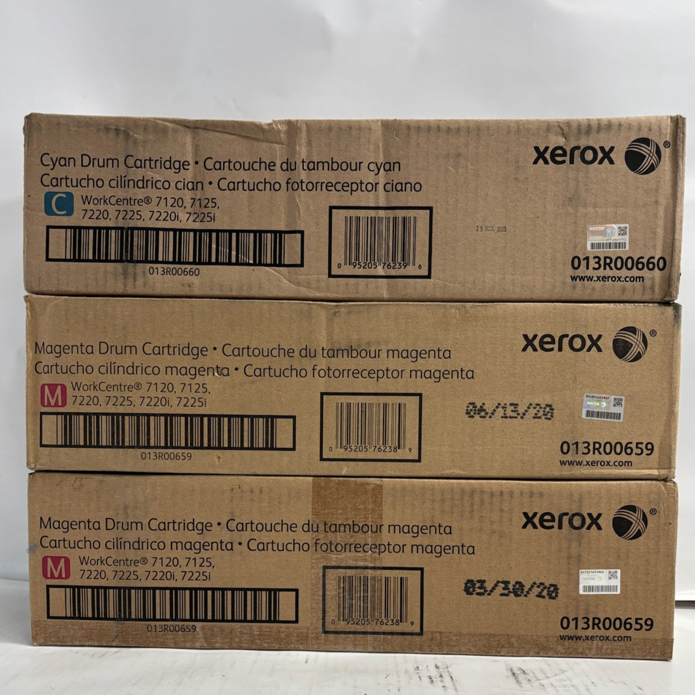 3 Genuine Xerox WC 7120,7125,7220,7225 Cyan & Magenta Drums 013R00659, 13R00660