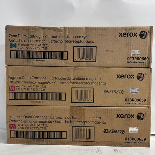 3 Genuine Xerox WC 7120,7125,7220,7225 Cyan & Magenta Drums 013R00659, 13R00660