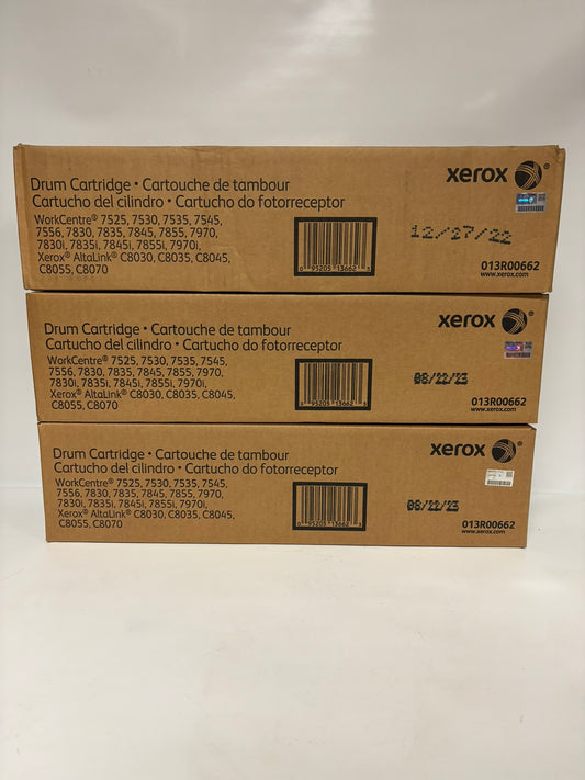 3 Genuine Xerox 7545,7830,7855i Altalink C8030,C8070 Drum Cartridges 013R00662