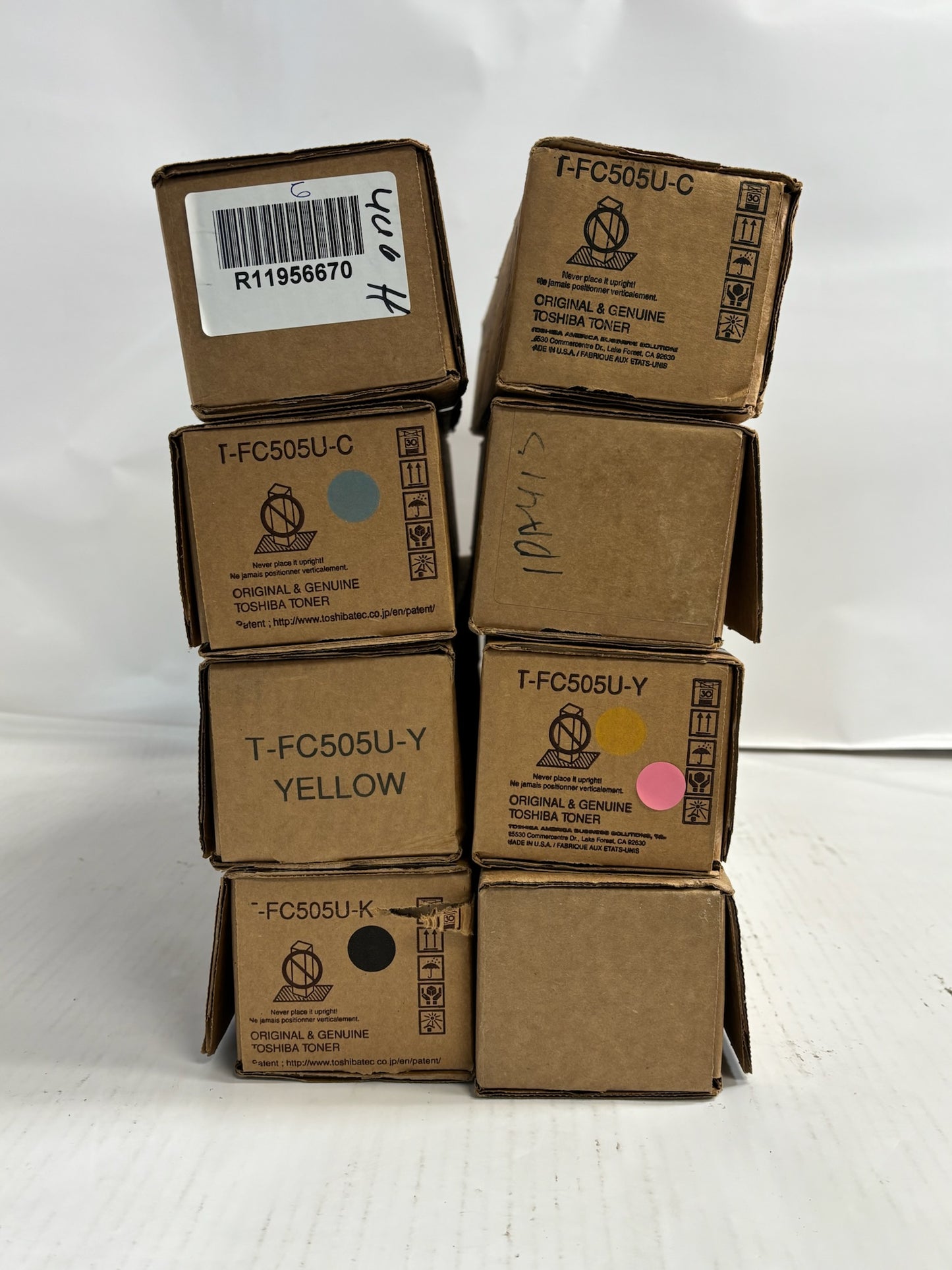 8 OEM Toshiba E2505AC,3005AC CCCMYYKK Toners T-FC505U (Mag/Blk: open with tab)